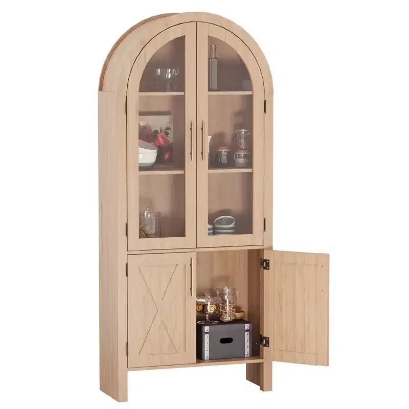 60 hoher, gewölbter Küchenschrank aus Holz, Aufbewahrungsschrank mit 4 großen Schubladen und verstellbarem Einlegeboden, vielseitiger Schrank für Eingangsbereich, Küche und Wohnzimmer