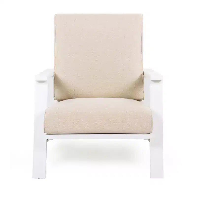 Fauteuil de détente d’extérieur avec coussin, fauteuil de jardin moderne avec structure solide, confortable, pour patio, jardin, balcon