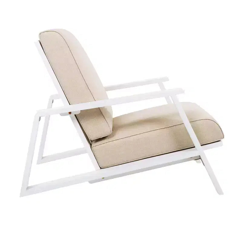 Fauteuil de détente d’extérieur avec coussin, fauteuil de jardin moderne avec structure solide, confortable, pour patio, jardin, balcon