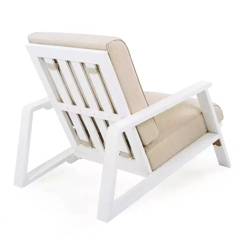 Fauteuil de détente d’extérieur avec coussin, fauteuil de jardin moderne avec structure solide, confortable, pour patio, jardin, balcon