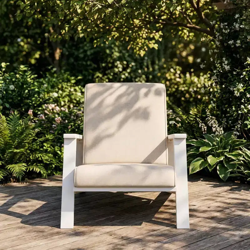 Outdoor-Loungesessel mit Kissen, moderner Gartenstuhl mit Armlehnen und stabilem Gestell, bequemer Akzentstuhl für Terrasse, Garten, Balkon