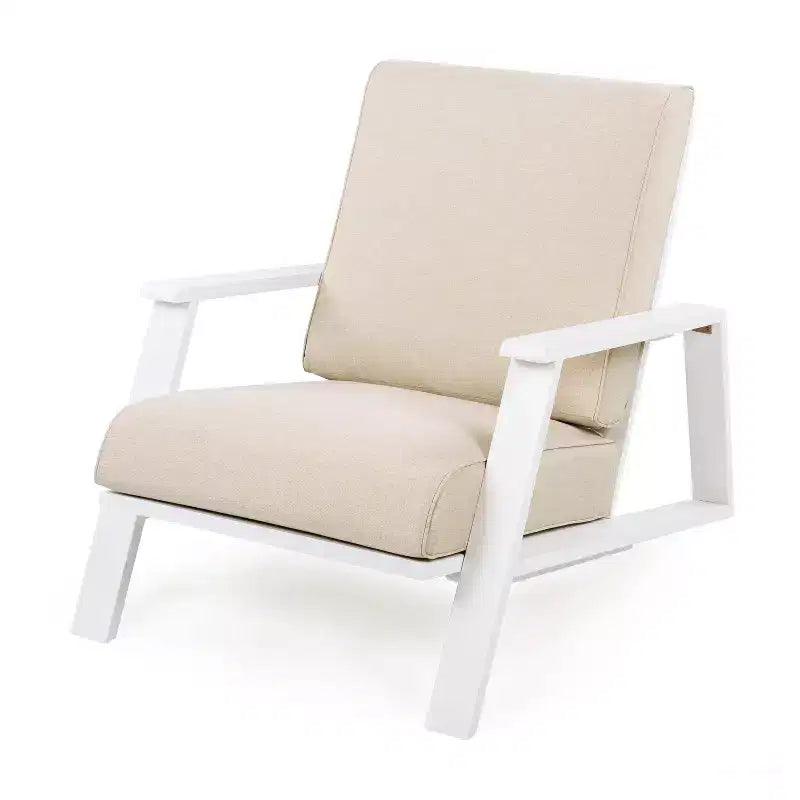 Fauteuil de détente d’extérieur avec coussin, fauteuil de jardin moderne avec structure solide, confortable, pour patio, jardin, balcon