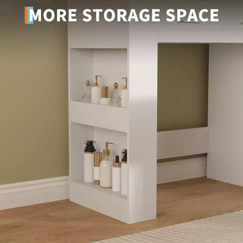 Schminktisch mit Spiegel und Hocker, weißer Frisiertisch mit 5 Schubladen, Schlafzimmer-Set