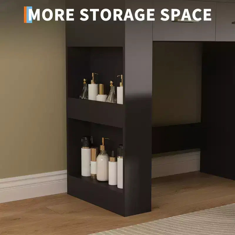 Schminktisch mit Spiegel und Hocker, weißer Frisiertisch mit 5 Schubladen, Schlafzimmer-Set