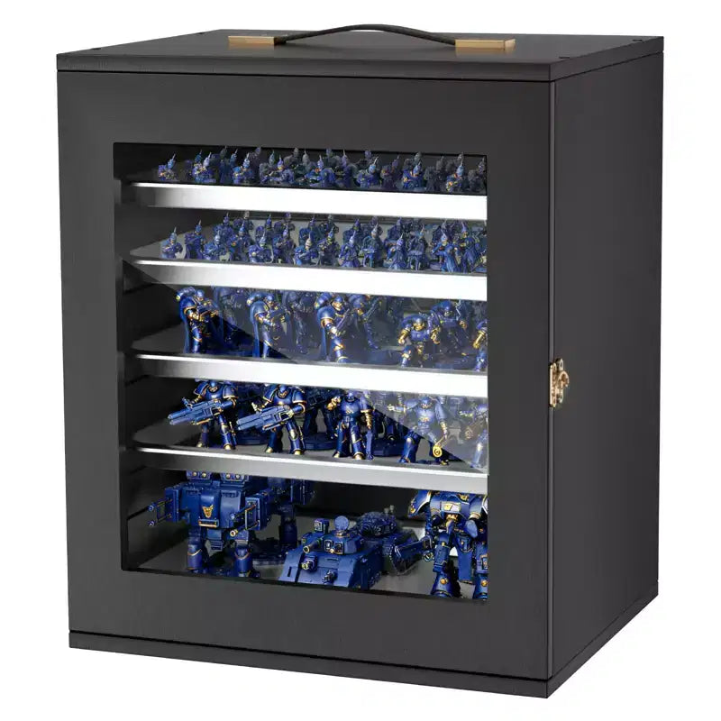 VEVOR Miniatures Storage Case, Fits for 1:2500-1:3500 Scale Models, Wooden Miniatures Display Holder with 5 Tray &amp; 13 Slots,(Minis Not Included),Black