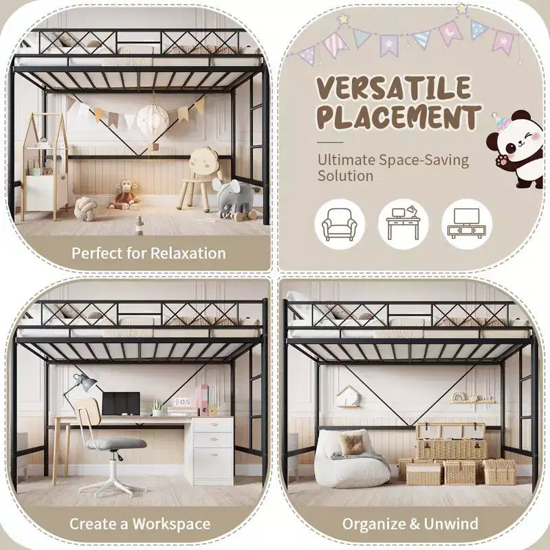 Etagenbett für zwei Matratzen der Größe Twin, umlaufendes Schutzgeländer, robustes Ganzmetallgestell, platzsparendes Design mit Stauraum unter dem Bett, Montage in 30 Minuten, kein Lattenrost erforderlich