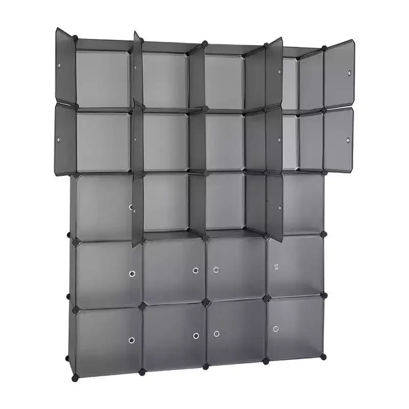 Penderie modulable à 20 compartiments avec 1 tringle, organisateur de rangement en plastique à 5 niveaux à monter soi-même, gris