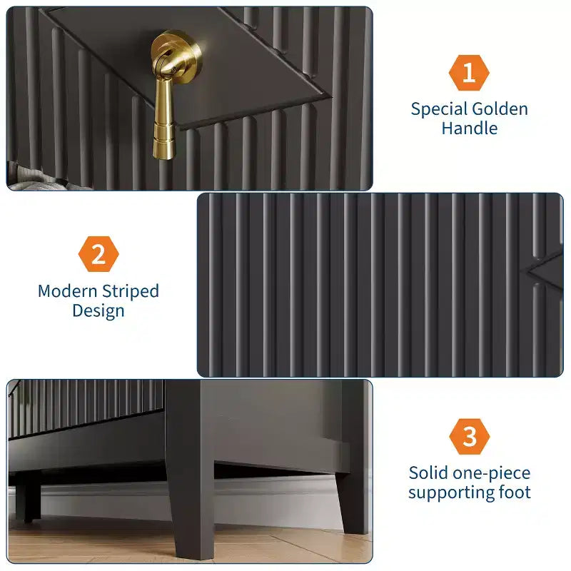 Aparador moderno blanco de 55 pulgadas con puertas de vidrio y espacio de almacenamiento, mesa de recibidor de madera resistente, organizador multifuncional para cocina, dormitorio y sala de estar