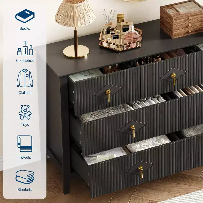 Aparador moderno blanco de 55 pulgadas con puertas de vidrio y espacio de almacenamiento, mesa de recibidor de madera resistente, organizador multifuncional para cocina, dormitorio y sala de estar