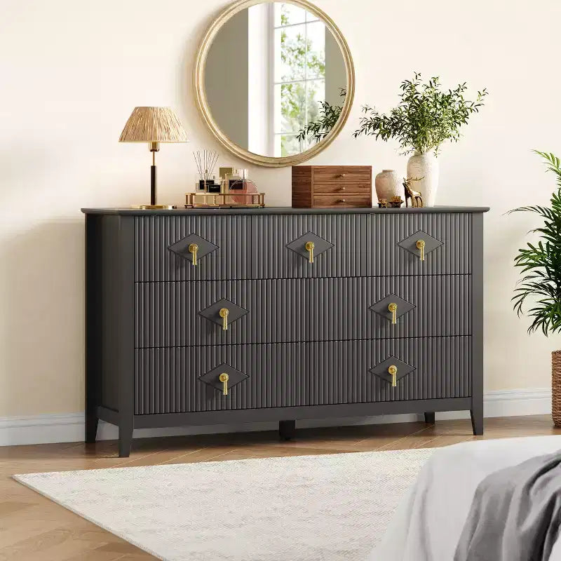 Aparador moderno blanco de 55 pulgadas con puertas de vidrio y espacio de almacenamiento, mesa de recibidor de madera resistente, organizador multifuncional para cocina, dormitorio y sala de estar