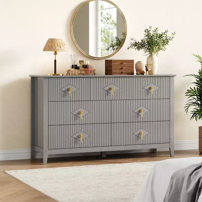 Aparador moderno blanco de 55 pulgadas con puertas de vidrio y espacio de almacenamiento, mesa de recibidor de madera resistente, organizador multifuncional para cocina, dormitorio y sala de estar
