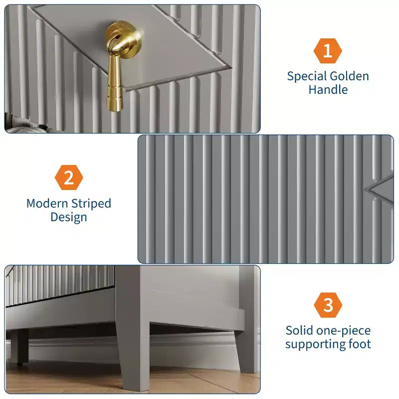 Aparador moderno blanco de 55 pulgadas con puertas de vidrio y espacio de almacenamiento, mesa de recibidor de madera resistente, organizador multifuncional para cocina, dormitorio y sala de estar