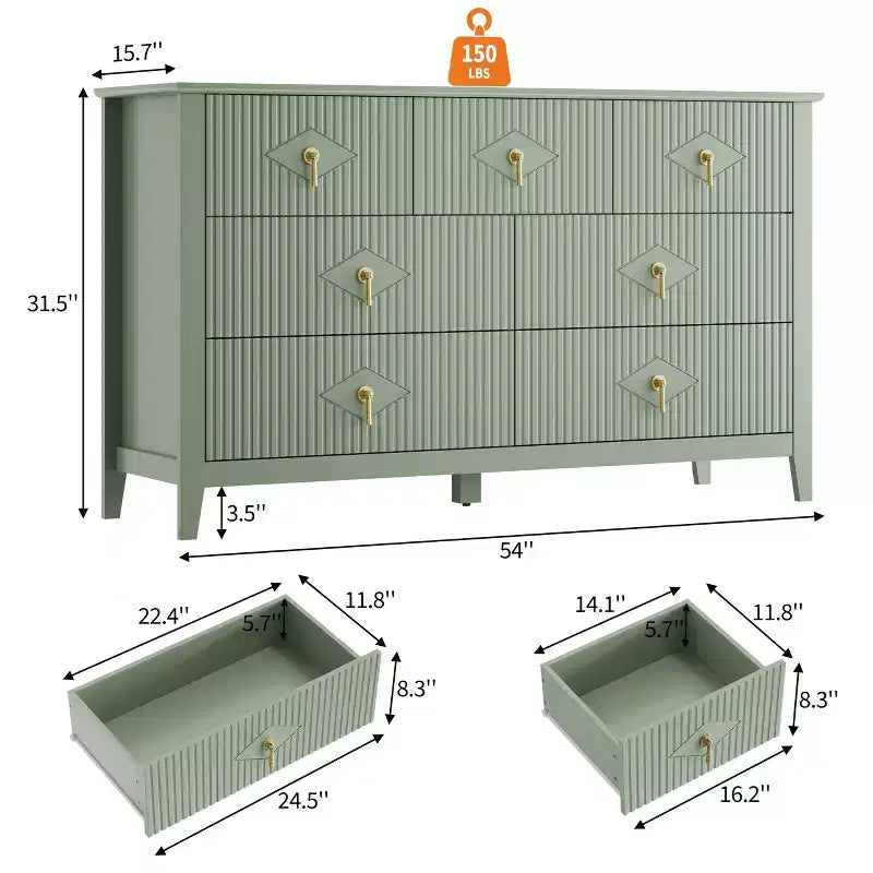 55 Zoll modernes weißes Sideboard mit Glastüren und Stauraum, robuster Eingangsbereichstisch aus Holz, vielseitiger Küchenorganizer für Schlafzimmer und Wohnzimmer