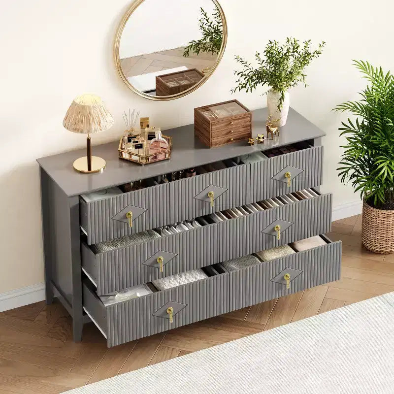 Aparador moderno blanco de 55 pulgadas con puertas de vidrio y espacio de almacenamiento, mesa de recibidor de madera resistente, organizador multifuncional para cocina, dormitorio y sala de estar