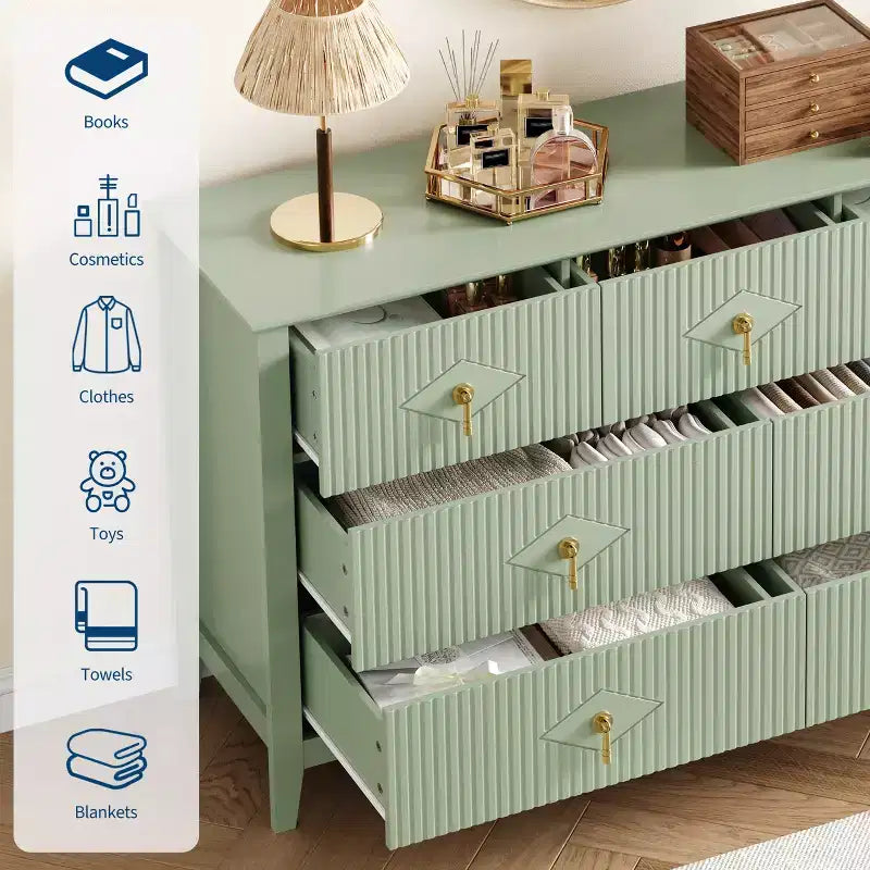 Aparador moderno blanco de 55 pulgadas con puertas de vidrio y espacio de almacenamiento, mesa de recibidor de madera resistente, organizador multifuncional para cocina, dormitorio y sala de estar