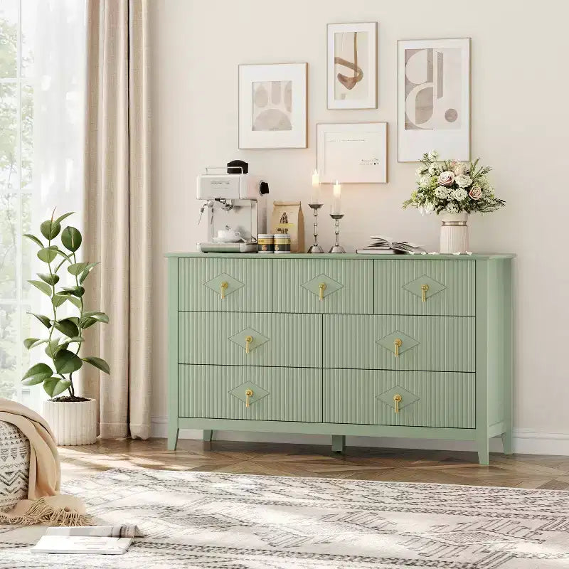 55 Zoll modernes weißes Sideboard mit Glastüren und Stauraum, robuster Eingangsbereichstisch aus Holz, vielseitiger Küchenorganizer für Schlafzimmer und Wohnzimmer