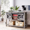 Console de style rustique pour entrée ou canapé, étroite et de 46 pouces, avec portes coulissantes de grange et étagères de rangement, idéale pour décorer un vestibule ou un salon